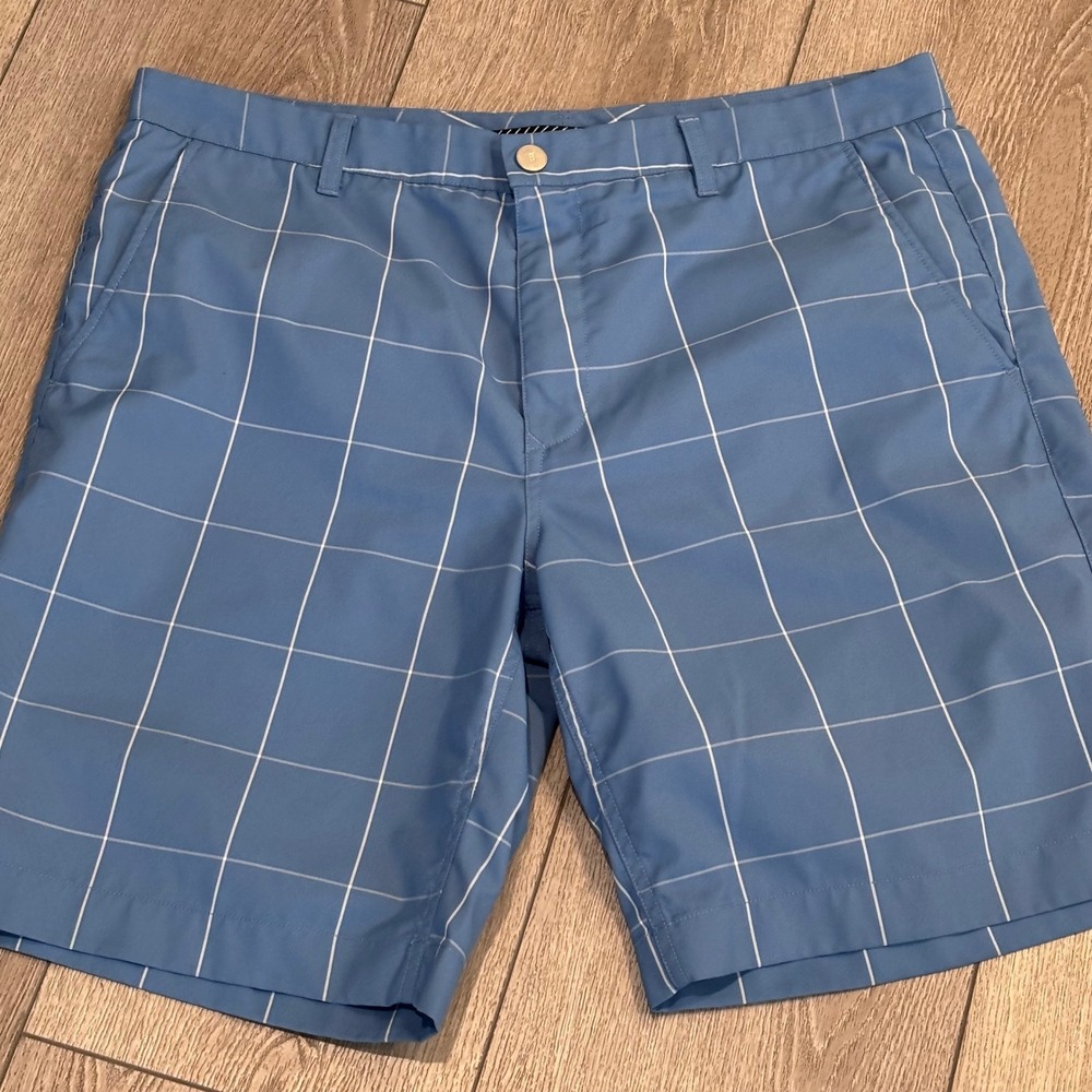 Bonobos Golf Shorts Mens 38 Blue Windowpane Plaid Performance 10" Inseam